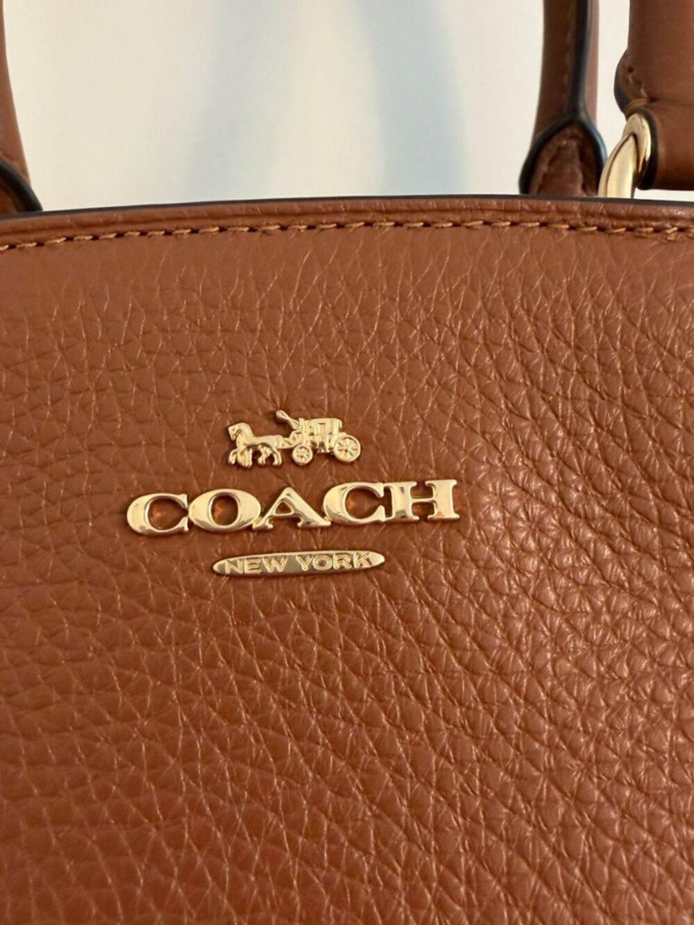 Coach Mini Lillie Carryall Brown Pebble Leather - Picture 2 of 8